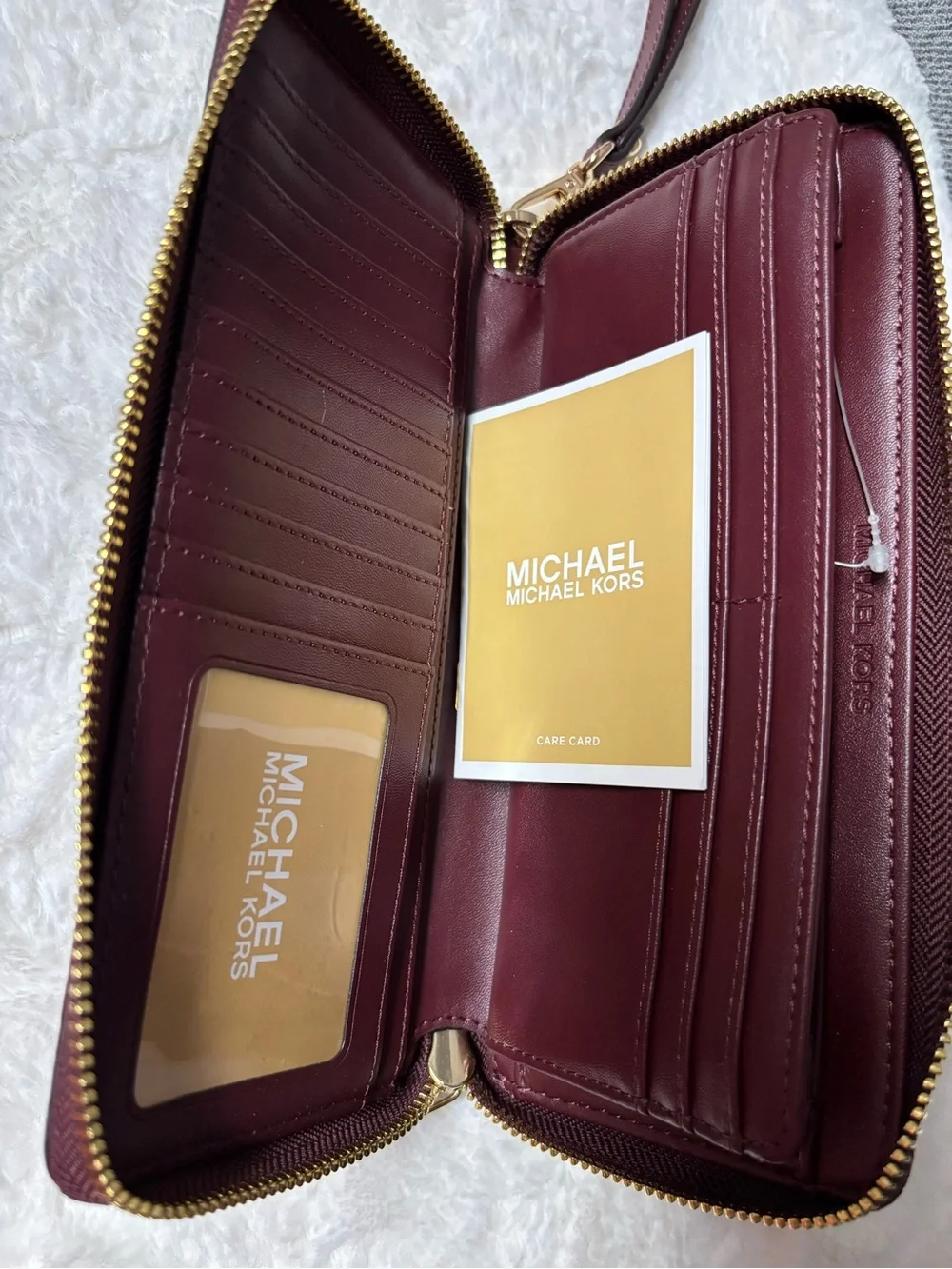 Michael Kors Brown Burgundy MK Signature Wristlet Clutch